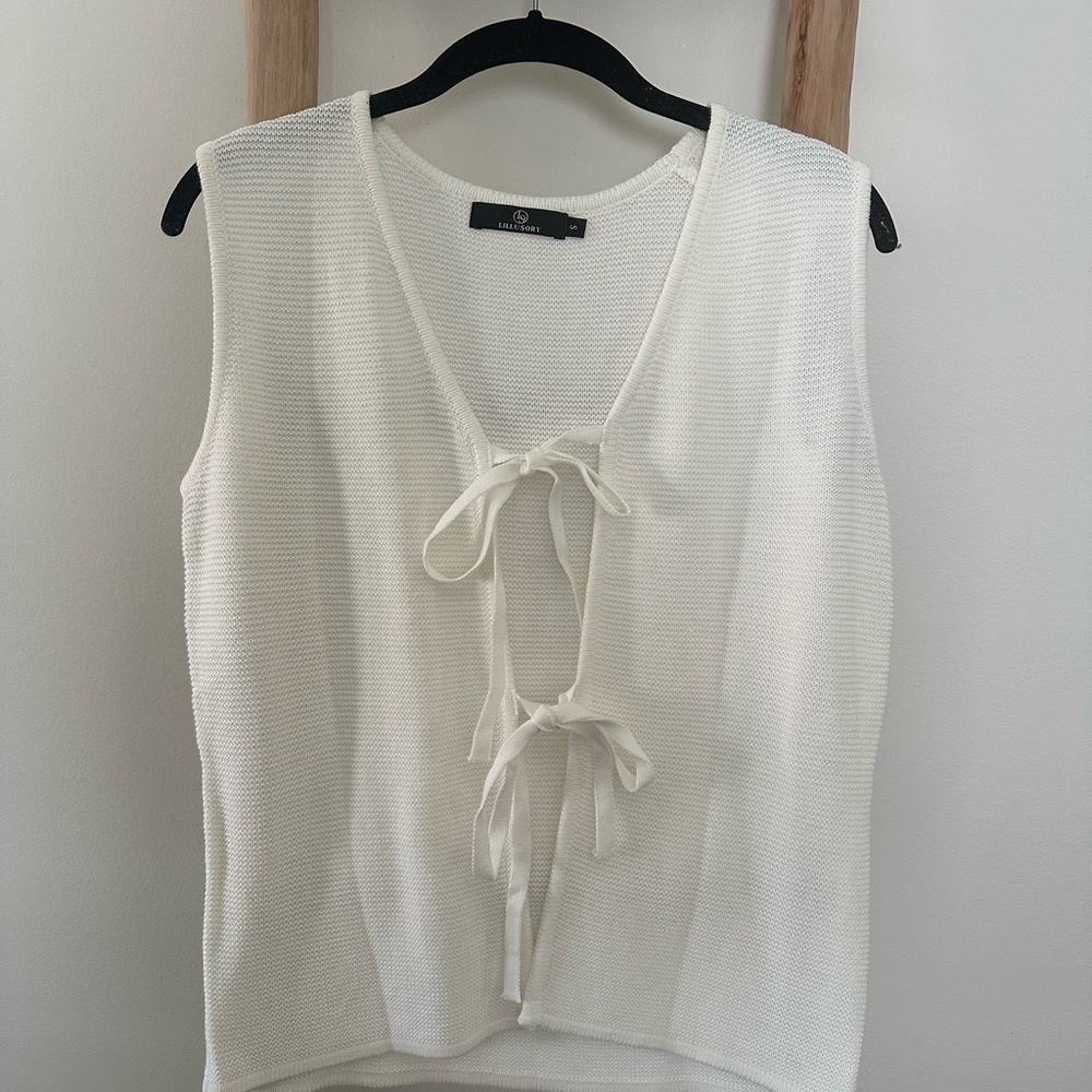 White Sleeveless Knit Top